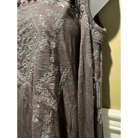 INC International Concepts Boho Embroidered Cold Shoulder Blouse Sz M grey NWT - Picture 5 of 10